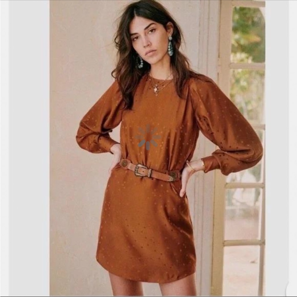 Sézane Erell Silk Dress | Size 42 | color carmel |